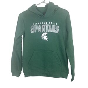 Michigan State Spartans Kids Hoodie Green Pullover Sweatshirt Size M 10/12